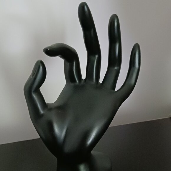 Mannequins Jewelry Display Stands Holders Half Face Bust & OK Hand Black Resin - Picture 4 of 9